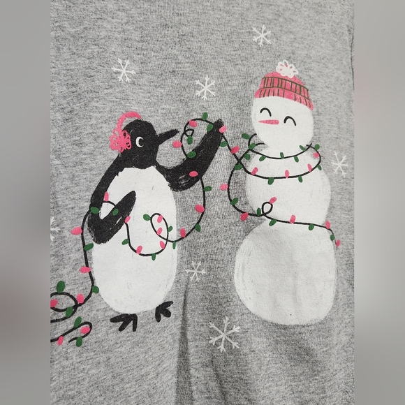 Girls Size 8 Christmas Long Sleeve Shirt Bundle With Penguin & Snowman - Picture 9 of 11